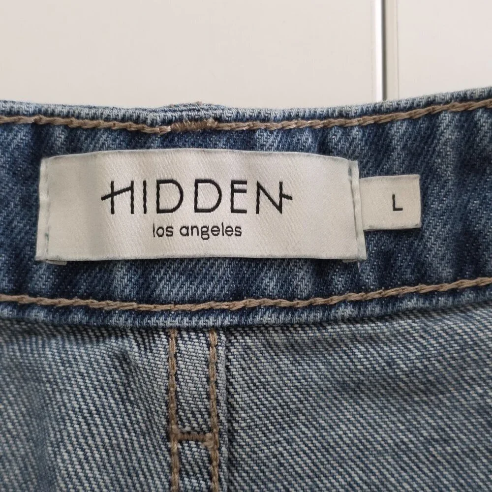 Hidden LA Shorts Women L Blue Distressed Cotton Beach Hippie Raw Hem 4182M-DK - Picture 3 of 16